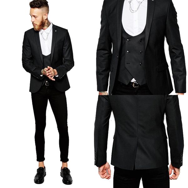 black men suits for wedding 3 pieces double breasted vest slim fit groom tuxedos groomsmen suits man blazers jacket pants prom wear, Black;gray
black men suits for wedding 3 pieces double breasted vest slim fit groom tuxedos groomsmen suits man blazers jacket pants prom wear, Black;gray