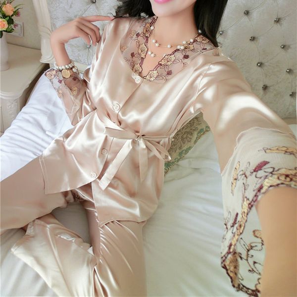 nightwear pyjama femme autumn women ladies flower lace satin silk pajamas sets long sleeve +pants sleepwear mujer, Red;black
nightwear pyjama femme autumn women ladies flower lace satin silk pajamas sets long sleeve +pants sleepwear mujer, Red;black