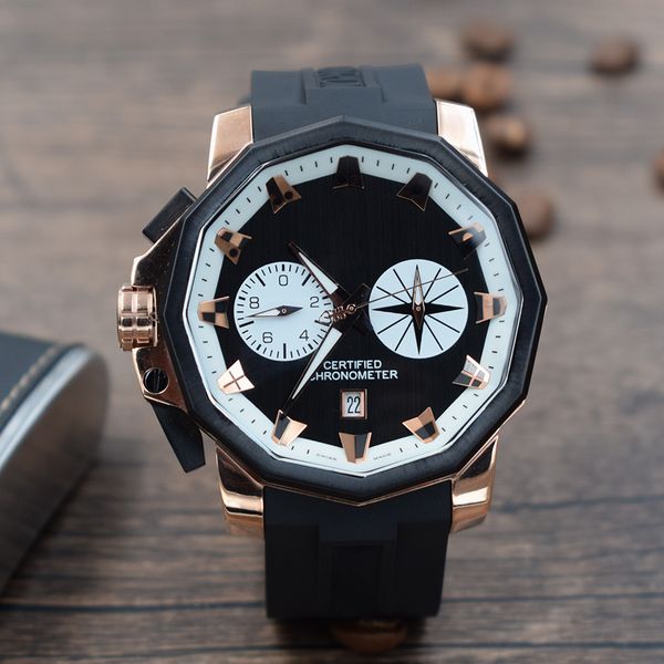 Sport C M Admiral's Cup Mens watches Quartz multifunction chronograph Rose gold black 5 pointer Small dial work rubber strap Wrist Watch
Sport C M Admiral's Cup Mens watches Quartz multifunction chronograph Rose gold black 5 pointer Small dial work rubber strap Wrist Watch