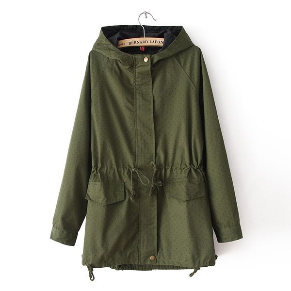 plus size 2016 women trench coat spring autumn cute polka dots hooded trench drawstring casual windbreaker fashion coat ja568, Tan;black
plus size 2016 women trench coat spring autumn cute polka dots hooded trench drawstring casual windbreaker fashion coat ja568, Tan;black