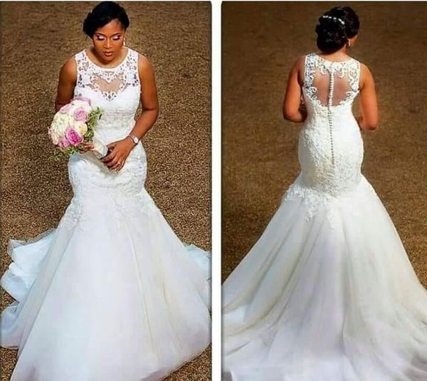 100% real image elegant mermaid wedding dresses sheer neck appliques lace tulle plus size wedding dresses bridal gowns illusion, White
100% real image elegant mermaid wedding dresses sheer neck appliques lace tulle plus size wedding dresses bridal gowns illusion, White