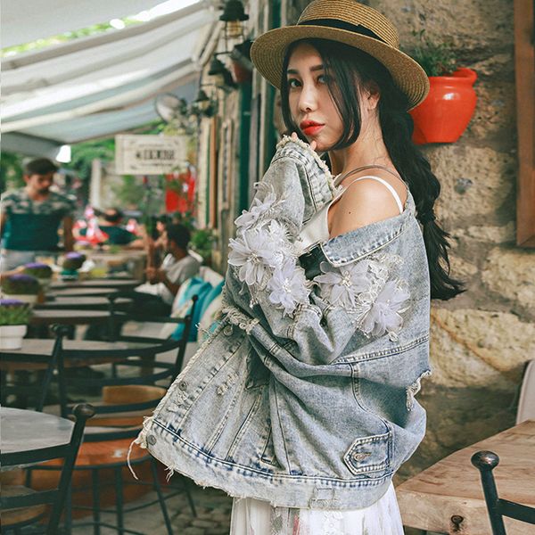 irinaw247 new arrival 2018 flower embroidered long sleeve vintage ripped denim jacket women, Black;brown
irinaw247 new arrival 2018 flower embroidered long sleeve vintage ripped denim jacket women, Black;brown