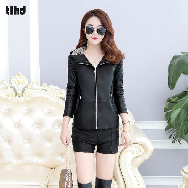 tlhd women faux leather jacket winter autumn women hooded coat female leather jacket zipper washed pu, Black
tlhd women faux leather jacket winter autumn women hooded coat female leather jacket zipper washed pu, Black