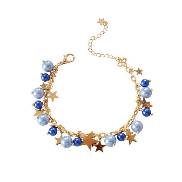 european and american japanese art style sweet cute fresh girl star blue pearl ocean breath bracelet, Golden;silver
european and american japanese art style sweet cute fresh girl star blue pearl ocean breath bracelet, Golden;silver