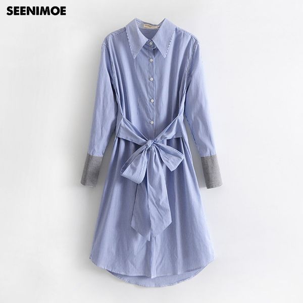 women spring summer dress blue striped long sleeves ladies beach dresses vintage office work shirt dress robe femme ete 2018, White;black
women spring summer dress blue striped long sleeves ladies beach dresses vintage office work shirt dress robe femme ete 2018, White;black