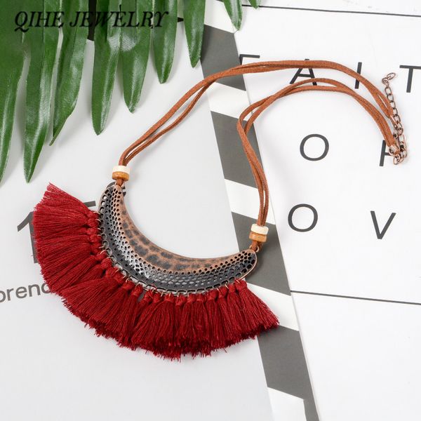 qihe jewelry long suede tassel necklace 9 color red black pink tassel copper pendant fringe jewelry bohemian, Silver
qihe jewelry long suede tassel necklace 9 color red black pink tassel copper pendant fringe jewelry bohemian, Silver
