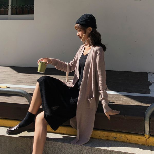 cardigans women solid trendy long loose knitted cardigan elegant simple female all-match sweater pockets korean sweet womens, White;black
cardigans women solid trendy long loose knitted cardigan elegant simple female all-match sweater pockets korean sweet womens, White;black