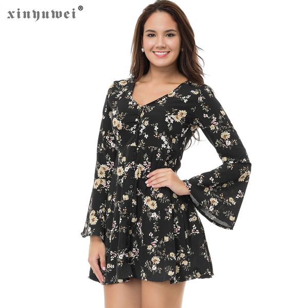 autumn dress 2018 v neck flare sleeve floral button chiffon long sleeve boho dress fashion high waist female black women tunic, White;black
autumn dress 2018 v neck flare sleeve floral button chiffon long sleeve boho dress fashion high waist female black women tunic, White;black
