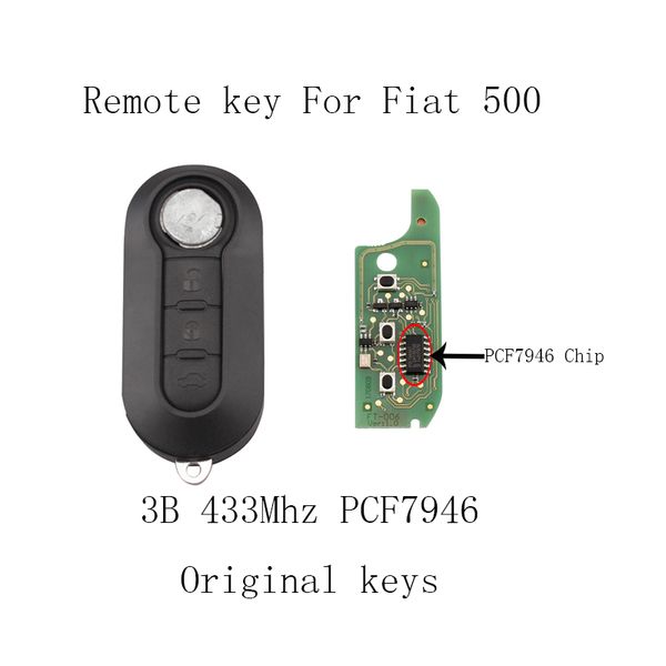 

434 МГц 3 кнопки Keyless Uncut флип дистанционного брелока PCF7946 чип подходит для Fiat 500 Grande P