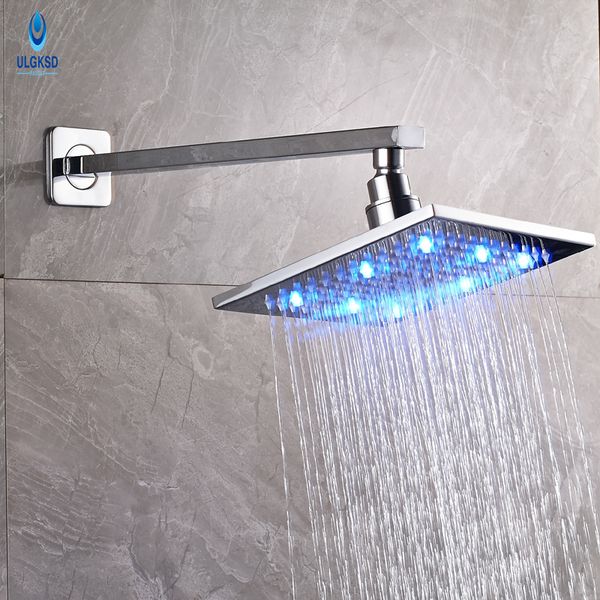 ulgksd bathroom led change shower head chrome brass rainfall with led square shower head with arm
ulgksd bathroom led change shower head chrome brass rainfall with led square shower head with arm