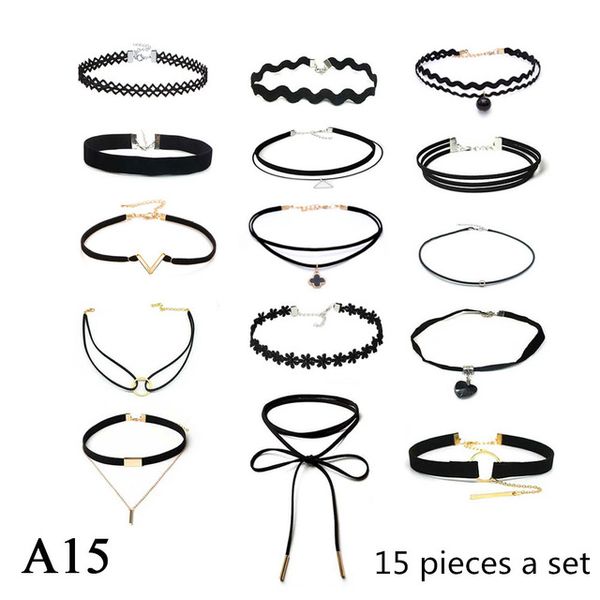 15 pcs /set choker necklace black lace leather velvet strip woman collar jewelry neck accessories chokers colar kolye, Silver
15 pcs /set choker necklace black lace leather velvet strip woman collar jewelry neck accessories chokers colar kolye, Silver