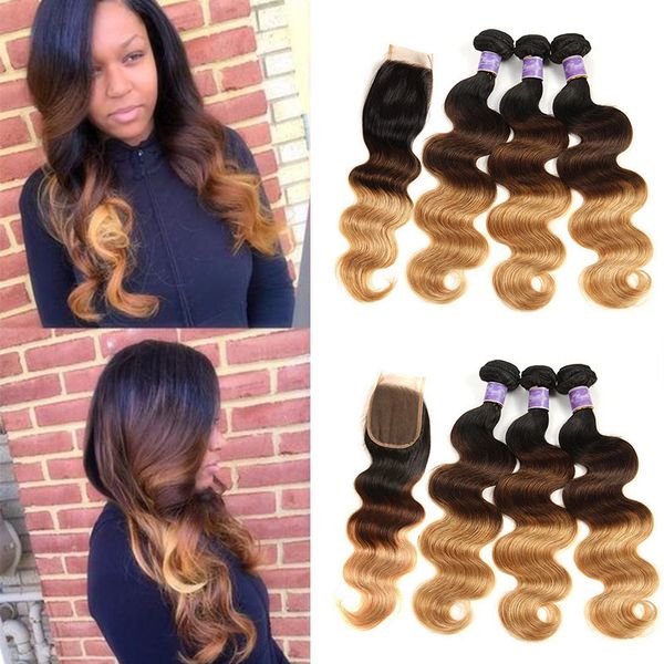 three tone human hair bundles with lace closure body wave 1b 4 27 auburn honey blonde ombre peruvian malaysian brazilian colored hair weaves, Black;brown
three tone human hair bundles with lace closure body wave 1b 4 27 auburn honey blonde ombre peruvian malaysian brazilian colored hair weaves, Black;brown