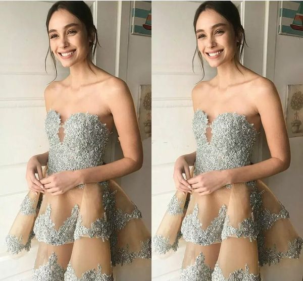 champagne cocktail dresses with lace beaded sweetheart tiered tulle appliques short prom party dress elegant arabic evening gowns, Black 
champagne cocktail dresses with lace beaded sweetheart tiered tulle appliques short prom party dress elegant arabic evening gowns, Black
