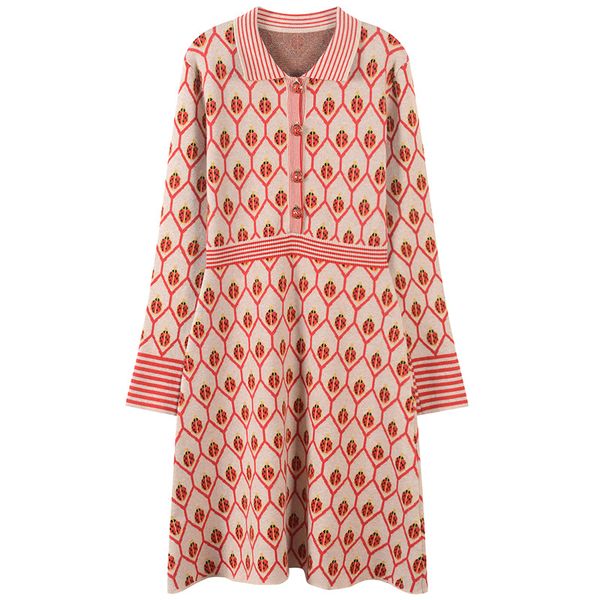 milan runway dress 2019 new pink beetles print lapel neck long sleeve designer dress brand same style dress h-1, Black
milan runway dress 2019 new pink beetles print lapel neck long sleeve designer dress brand same style dress h-1, Black