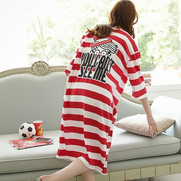 summer 100% cotton half sleeve ultra long nightgown sleepwear plus size stripe lounge, Black;red
summer 100% cotton half sleeve ultra long nightgown sleepwear plus size stripe lounge, Black;red
