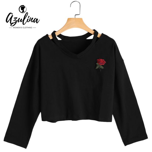 azulina casual rose embroidery long sleeve t shirts women 2017 ulzzang clothes cold shoulder black white tee shirt mujer
azulina casual rose embroidery long sleeve t shirts women 2017 ulzzang clothes cold shoulder black white tee shirt mujer