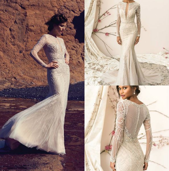 vintage long sleeve mermaid wedding dresses lace appliqued luxury beaded bridal gowns saudi arabic custom made beach wedding dress plus size, White
vintage long sleeve mermaid wedding dresses lace appliqued luxury beaded bridal gowns saudi arabic custom made beach wedding dress plus size, White