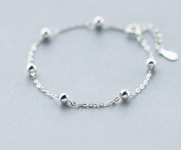 small beads 4mm) real. 925 -sterling -silver-jewelry lucky ball chain bracelet adjustable charm summer jewelry gtls231, Golden;silver 
small beads 4mm) real. 925 -sterling -silver-jewelry lucky ball chain bracelet adjustable charm summer jewelry gtls231, Golden;silver