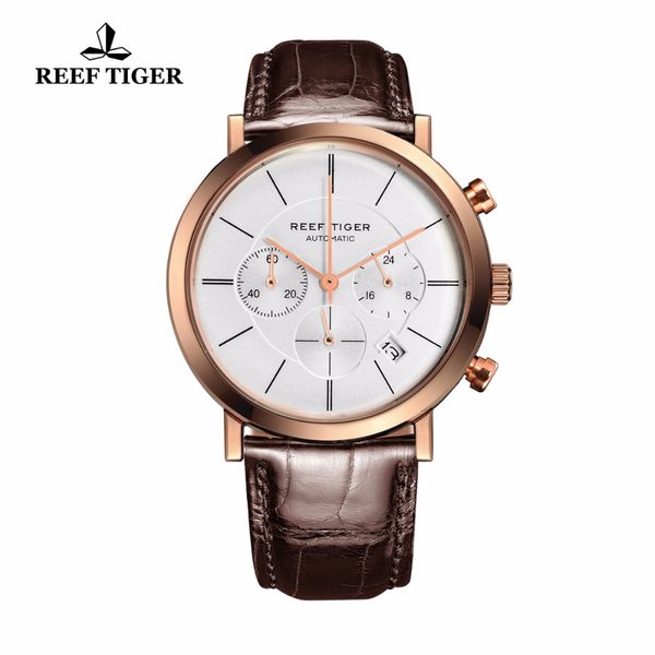 reef tiger/rt ultra thin business watches for men quartz chronograph watches with date rose gold leather strap rga162, Slivery;brown
reef tiger/rt ultra thin business watches for men quartz chronograph watches with date rose gold leather strap rga162, Slivery;brown