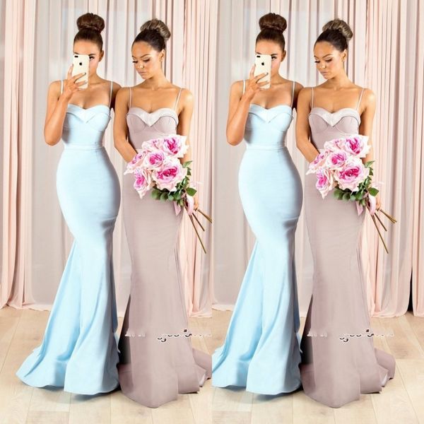 spaghetti straps mermaid bridesmaid dresses satin floor length zipper back maid of honor dress long wedding party gowns cheap, White;pink
spaghetti straps mermaid bridesmaid dresses satin floor length zipper back maid of honor dress long wedding party gowns cheap, White;pink
