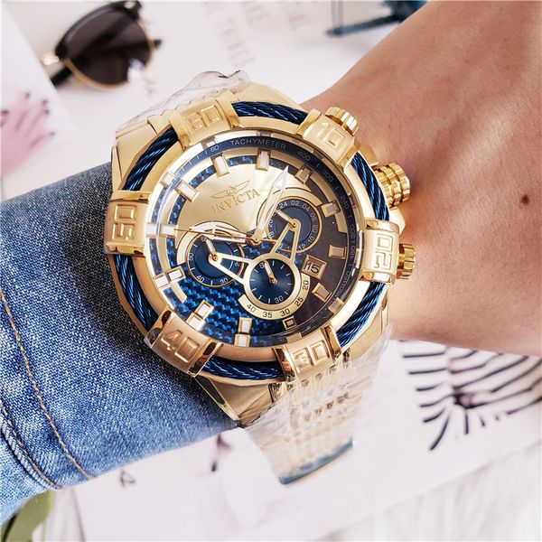 Real AAA quality All Subdials Work All stainless steel 100m waterproof INVICTA Luxury Gold Watch Men Japanese machine Quartz Chronograp
Real AAA quality All Subdials Work All stainless steel 100m waterproof INVICTA Luxury Gold Watch Men Japanese machine Quartz Chronograp