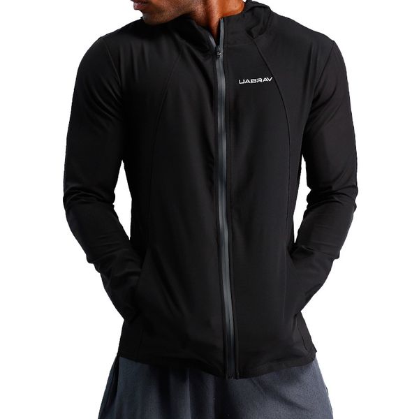 men's sports fitness quick-drying hooded jacket basketball training outdoor running sports long sleeve, Black;red 
men's sports fitness quick-drying hooded jacket basketball training outdoor running sports long sleeve, Black;red