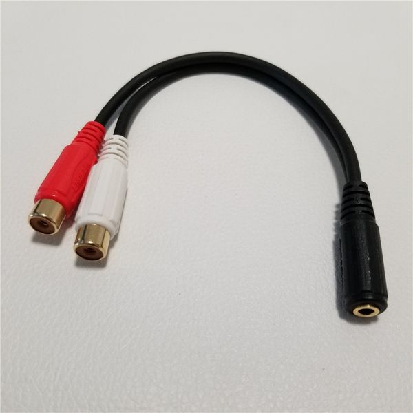 

Wholesale 100pcs/lot 3.5mm Audio Jack Female to 2 RCA Female F/F Aux Adapter Converter Short Splitter Cable