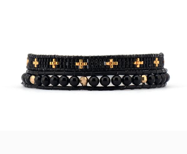 exclusive black onyx gold beads with selected glass beads 2 strands leather wrap bracelets designer bohemia bracelet, Golden;silver
exclusive black onyx gold beads with selected glass beads 2 strands leather wrap bracelets designer bohemia bracelet, Golden;silver