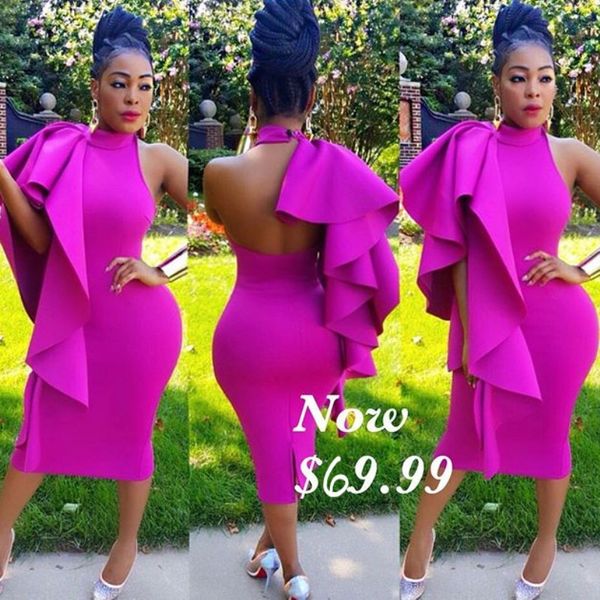 plus size cocktial dresses fashion high neck ruffles backless sheath party gowns glamorous south african split short prom dresses, Black
plus size cocktial dresses fashion high neck ruffles backless sheath party gowns glamorous south african split short prom dresses, Black