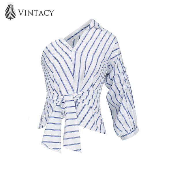 vintacy spring blouse 2018 plain blue oblique collar asymmetric lace-up women slim one sleeve casual clothing women shirts, White
vintacy spring blouse 2018 plain blue oblique collar asymmetric lace-up women slim one sleeve casual clothing women shirts, White