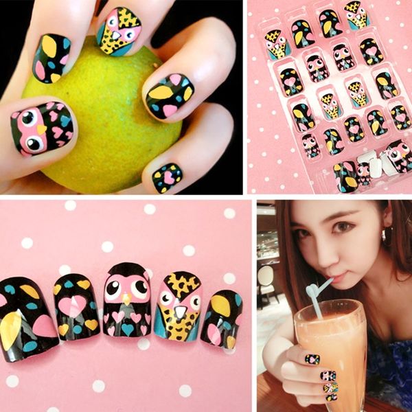 24pcs cute owl false nails full cover tips women diy nail art manicure diy decor, Black
24pcs cute owl false nails full cover tips women diy nail art manicure diy decor, Black