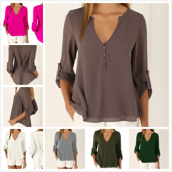 12 colors women models long sleeve v collar loose large size chiffon shirt maternity clothing spring casual women t shirt, White
12 colors women models long sleeve v collar loose large size chiffon shirt maternity clothing spring casual women t shirt, White