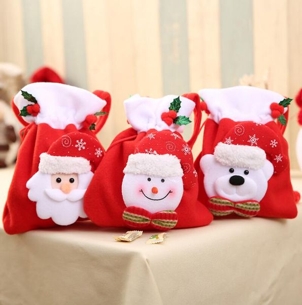 Christmas Gift Bag Candy Bag Xmas Decoration Santa Claus Snowman Candy Wine Bottle Bags Home Party Event Supplies Christmas Bags