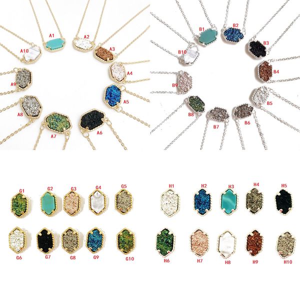 10 styles druzy drusy necklace earrings kendra resin stone scott hexagon pendant necklace stud charms jewelry for women, Silver
10 styles druzy drusy necklace earrings kendra resin stone scott hexagon pendant necklace stud charms jewelry for women, Silver
