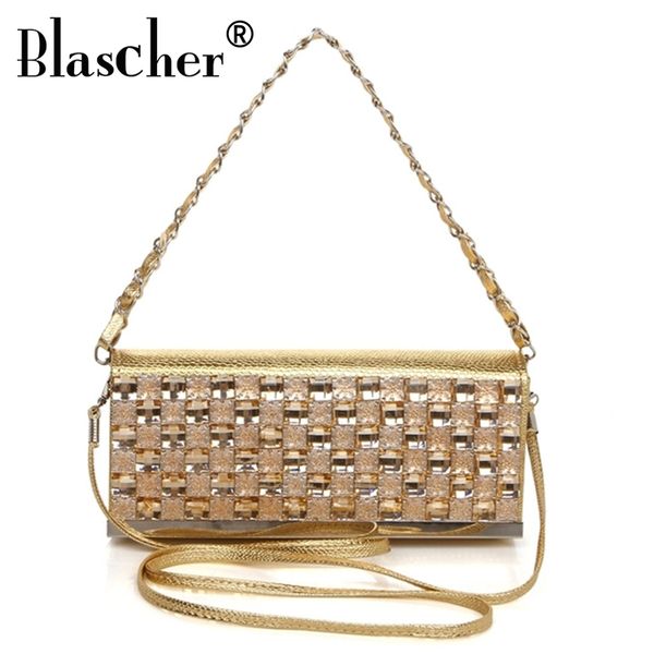 

Blascher 2017 New Women Designer PU Crystal Chain Shouder Bag Fashion Champagne Clutches and Evening Bags for Ladies Girl