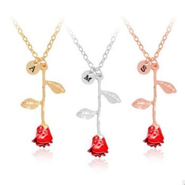 red rose flower pendant necklace 26 english alphabet a-z pendant necklace letter pendant gift for couple 26 english letter necklaces, Silver
red rose flower pendant necklace 26 english alphabet a-z pendant necklace letter pendant gift for couple 26 english letter necklaces, Silver