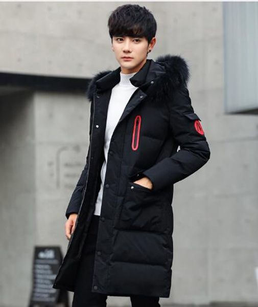 2018 new korean men's youth trend hooded fur collar coat long cotton jacket outerwear coats, Black
2018 new korean men's youth trend hooded fur collar coat long cotton jacket outerwear coats, Black
