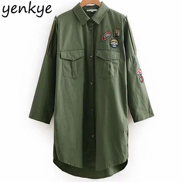 women patches design army green jacket long female turn-down collar long sleeve relaxed fit -style overshirt plus size, Black;brown
women patches design army green jacket long female turn-down collar long sleeve relaxed fit -style overshirt plus size, Black;brown