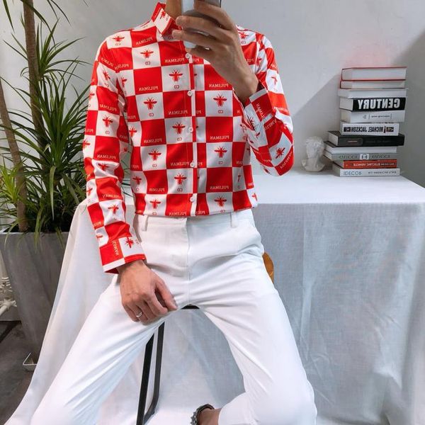 new design fashion mens long sleeve shirts korean style nightclub men's black-white plaid dress printed business casual shirts, White;black
new design fashion mens long sleeve shirts korean style nightclub men's black-white plaid dress printed business casual shirts, White;black