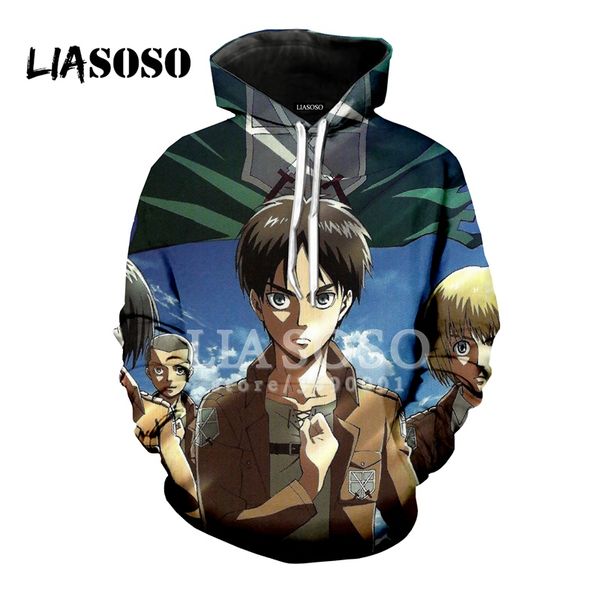 liasoso 2018 attack on titan shingeki no kyojin 3d print women men hooded hoodies sweatshirts pullover harajuku hip hop x0799, Black
liasoso 2018 attack on titan shingeki no kyojin 3d print women men hooded hoodies sweatshirts pullover harajuku hip hop x0799, Black