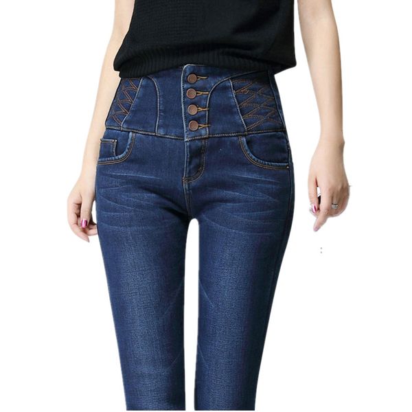 2018 winter warm high waist jeans female fleece denim trousers stretch skinny thickening pencil pants for women, Blue
2018 winter warm high waist jeans female fleece denim trousers stretch skinny thickening pencil pants for women, Blue