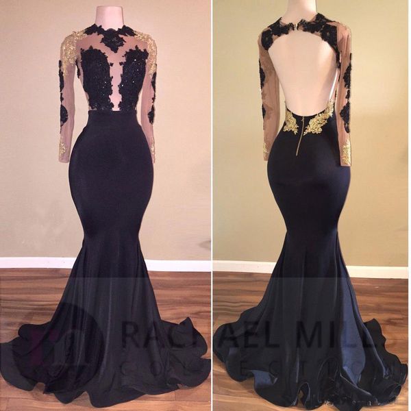 New African Black Mermaid Prom Dresses 2018 High Neck Sexy Open Back Long Sleeves Evening Dresses Long Arabic Dresses Backless Custom Made
New African Black Mermaid Prom Dresses 2018 High Neck Sexy Open Back Long Sleeves Evening Dresses Long Arabic Dresses Backless Custom Made