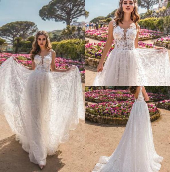 la petra 2019 lace wedding dresses sheer neck backless bridal gowns sweep train robe de mariée abiti da sposa, White
la petra 2019 lace wedding dresses sheer neck backless bridal gowns sweep train robe de mariée abiti da sposa, White