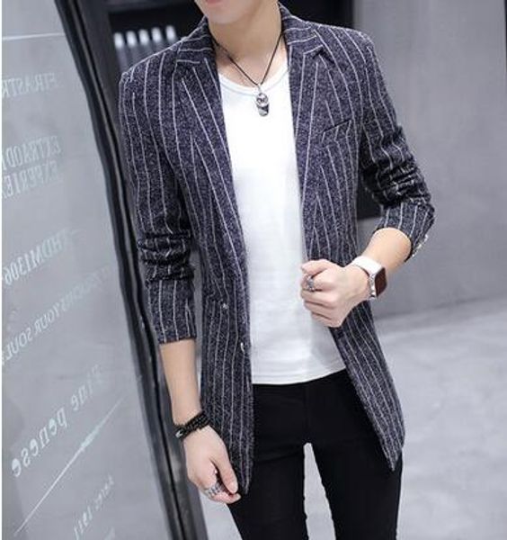 windbreaker mens jacket long suit men thin autumn students stripes korean slim young winter men's casual suit blazer hombre, White;black
windbreaker mens jacket long suit men thin autumn students stripes korean slim young winter men's casual suit blazer hombre, White;black