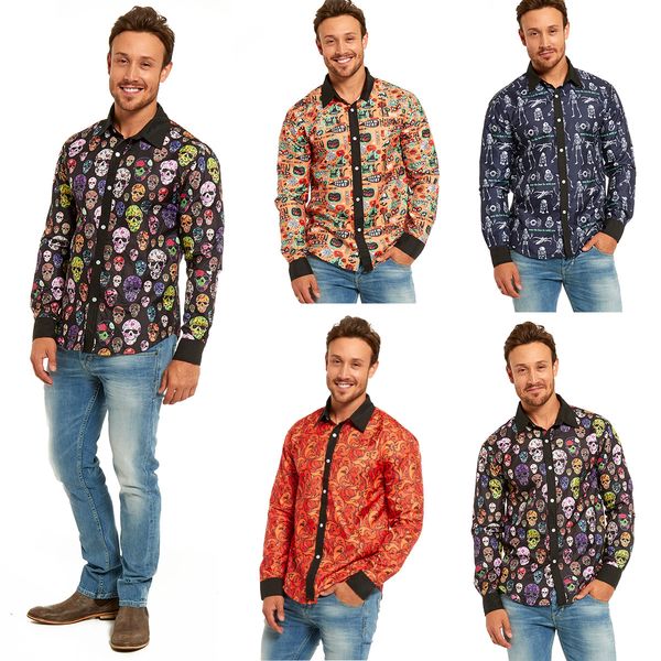 2018 New Mens Long Sleeve Shirts Fashion Skull Ghost Printed Shirts for Male Digital Printing Turn Down Collar Dress Shirt
2018 New Mens Long Sleeve Shirts Fashion Skull Ghost Printed Shirts for Male Digital Printing Turn Down Collar Dress Shirt