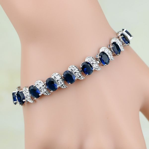 925 sterling silver plated jewelry blue cubic zirconia white cz chain link charm bracelets for women jewelry accessory, Golden;silver
925 sterling silver plated jewelry blue cubic zirconia white cz chain link charm bracelets for women jewelry accessory, Golden;silver