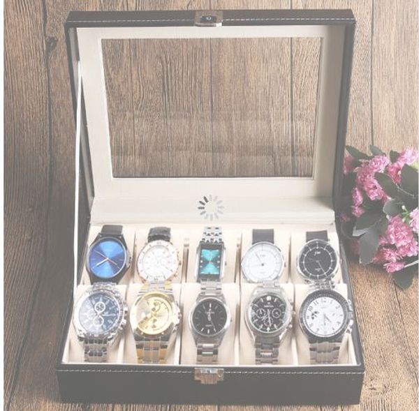 new 10 grid leather watch box jewelry display collection storage case watch organizer box holder reloj caixa relogio, Black;blue
new 10 grid leather watch box jewelry display collection storage case watch organizer box holder reloj caixa relogio, Black;blue