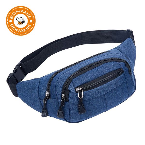 bonamie casual blue canvas man's waist bags for phone women belt bag men four pocket chest pack travel male portable belt pouch
bonamie casual blue canvas man's waist bags for phone women belt bag men four pocket chest pack travel male portable belt pouch