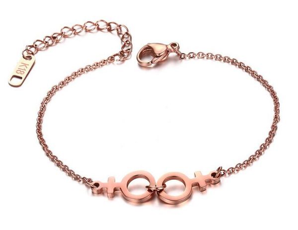 ip rose gold plated stainless steel female symbol gay and lesbian pride bracelet, Golden;silver
ip rose gold plated stainless steel female symbol gay and lesbian pride bracelet, Golden;silver