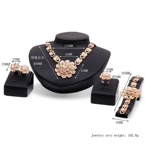 wedding jewelry set luxury exaggerated rhinestone 18k gold plated multilayer alloy flowers 4-piece set party jewelry, Slivery;golden
wedding jewelry set luxury exaggerated rhinestone 18k gold plated multilayer alloy flowers 4-piece set party jewelry, Slivery;golden
